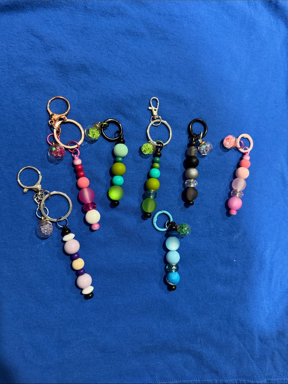 Handmade Colorful Beaded Keychain Charms - Assorted Bright Sets